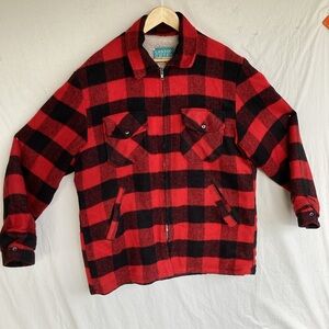 Vintage Canyon Guide Outfitters buffalo plaid wool Sherpa jacket made in USA